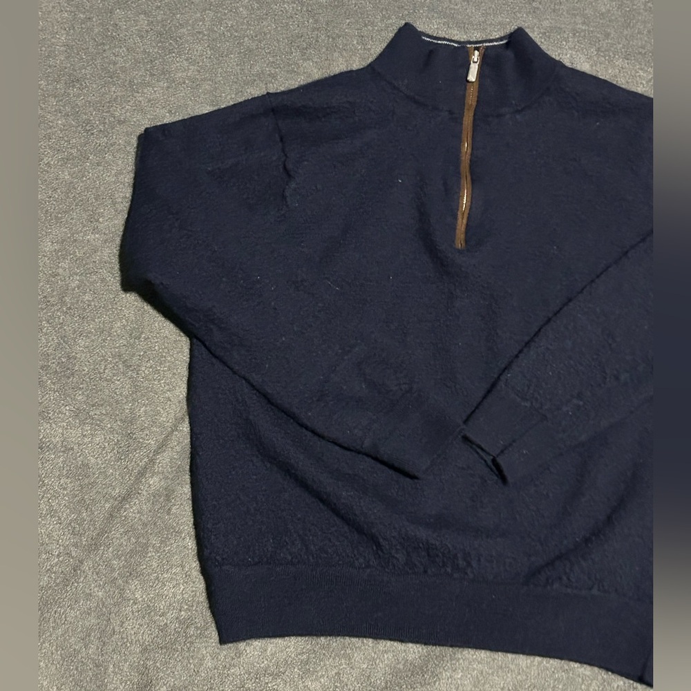 Peter Millar Merino Wool Blend Quarter Zip Pullover Sweater - M - Picture 4 of 11